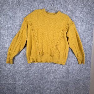 Design 365 Women's Cable Knit  Long Sleeve Sweater Yellow Size L